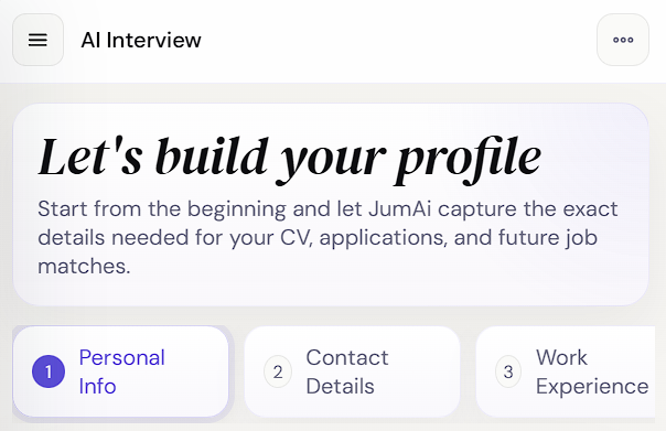 JumAi profile setup preview