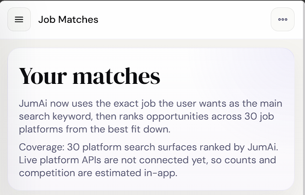 JumAi job matching preview